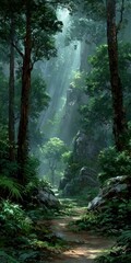 Obraz premium Professional Enchanted Path Through Lush Forest
