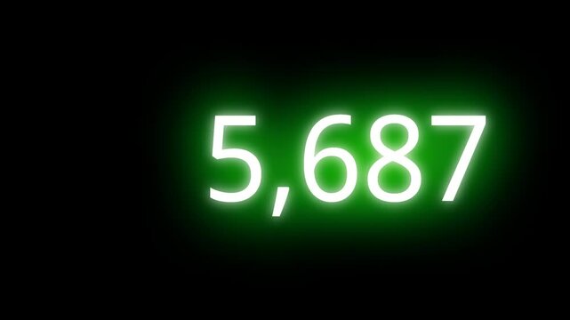 緑に光る0から10,000まで増えていくカウントアニメーション（透過）