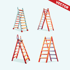 High Quality Vector Double Step Ladder Illustration for DIY Projects, Safe Home Repairs, Interior Design Presentation and Construction Branding Content Boost Your Design Collection Now
