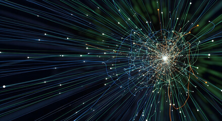 Complex Abstract Glowing Data Threads Unraveling into Understandable Patterns for Insight Discovery