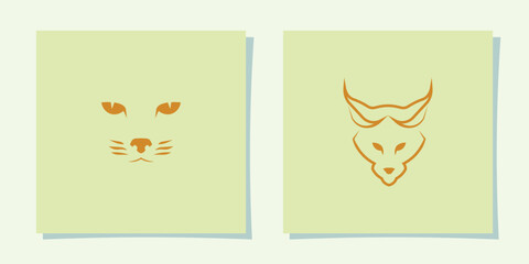Abstract bobcat head logo, bobcat head outline logo with minimalist design
