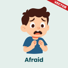 Scared Boy Expression with Fearful Face – Vector Art of Frightened Kid