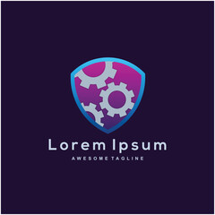 Shield system logo design color icon