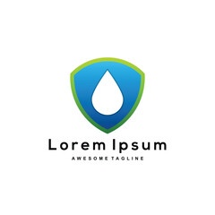 Shield water logo design color icon