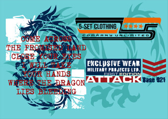 Obraz premium Urban Streetwear and T-Shirt Graphic Vector Collection , grunge, collage-style vector graphics inspired by streetwear, music culture (hip-hop, soul), and skateboarding. They are all ideal for T-shirt 