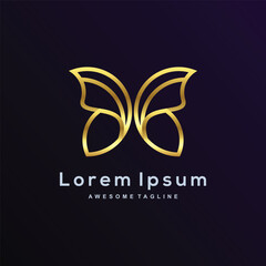 Luxury Butterfly with gold color logo template