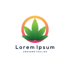 Circle cannabis gradient logo design color