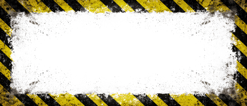 Isolated Yellow hazard stripes on grunge wall, transparent background png On white background