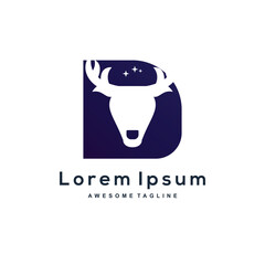 Letter D deer logo color template