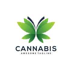 Butterfly Cannabis gradient logo design color