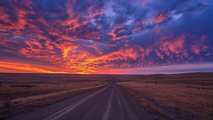 sunset on the road