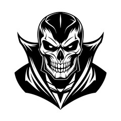 Fototapeta premium Comic Book Skull Vector Silhouette on White Background