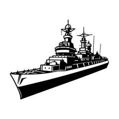 Obraz premium Destroyer Ship Vector Silhouette on White Background