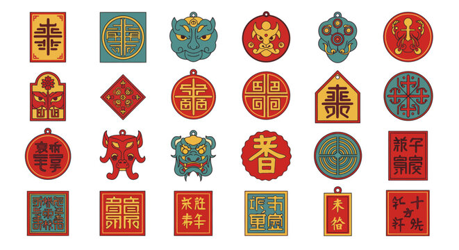 Vector Illustration of Lu Symbol &ndash; Chinese Folk Religion Sign Representing Prosperity and Status