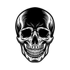 Fototapeta premium Minimalist Human Skull Vector Silhouette on White Background