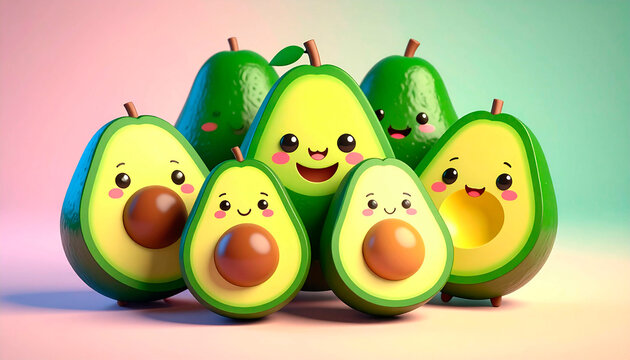 Aguacates con cara kawaii.
