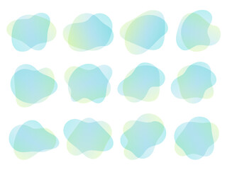 流体シェイプフレームイラストセット ベクター グラデーション ブルーグリーン