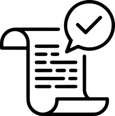 Document with a checkmark in a speech bubble icon representing approval or completion © Emran Hossain