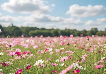 Obraz premium field of pink flowers