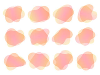 流体シェイプフレームイラストセット ベクター グラデーション オレンジピンク