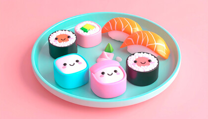 Sushis con caras kawaii.