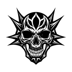 Obraz premium Symmetric Skull Vector Silhouette on White Background