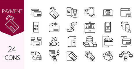 Finance & Payment Icons – Banking, Cash, Credit Card, Wallet, Receipt – Vector Outline Symbols for Apps
