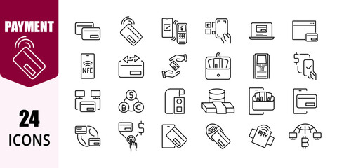Finance & Payment Icons – Banking, Cash, Credit Card, Wallet, Receipt – Vector Outline Symbols for Apps