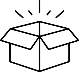 Open cardboard box with radiating lines indicating surprise or new product launch