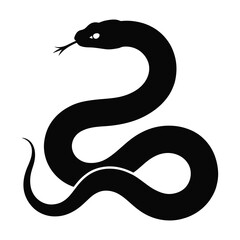 Obraz premium Black Snake Silhouette Coiled Elegant Monochrome Reptile Design Graphic white