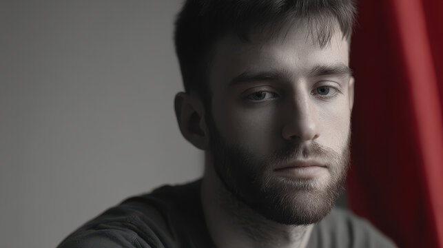 portrait of cryptographer with inquisitive expression positioned to right side of frame