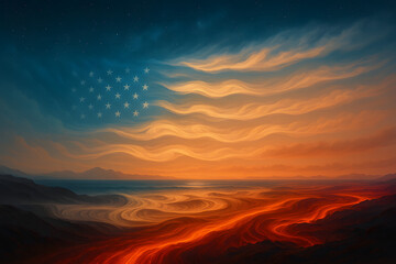 Unique Artistic Representation of the American Flag &ndash; Patriotic USA Background for Independence Day and Memorial Events