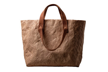 Stylish Tote Bag with Brown Leather Handles, Eco-Friendly, Natural Fiber Material, Perfect for Everyday Use and Shopping Trips