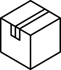 Simple outline drawing of a closed cardboard box on a white background