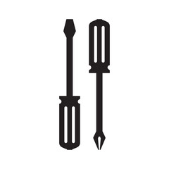 Screwdriver icons set. Flathead and phillips head hand tools symbol