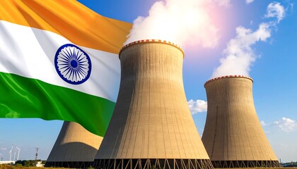 Indian flag, nuclear power plant
