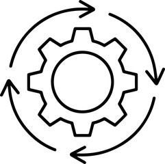 Circular workflow icon with gear and arrows representing process and continuous improvement