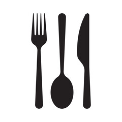 Cutlery set icons. Fork, spoon, and knife for restaurant and dining symbol