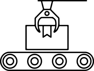 Robotic arm picking up a package on a conveyor belt line