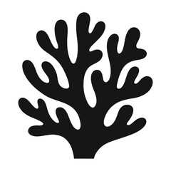 Obraz premium Black and White Abstract Seaweed Silhouette Simple Organic Shape Aquatic Plant Icon Graphic