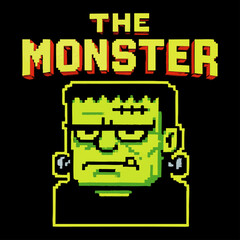 Pixel Monster Frankenstein Inspired Retro Character Art