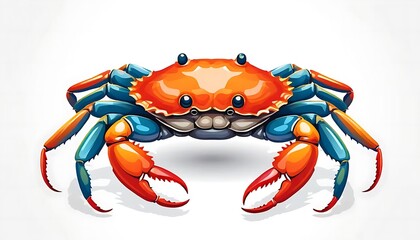 Striking rendition of a cartoon crab on a white background isolated
