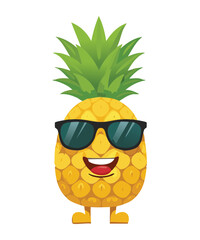 Focused Pineapple Character Sunglasses - Vector Illustration