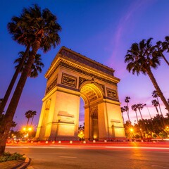 Fototapeta premium Grand monument captured from a worm's eye angle against a tropical backdrop in architecture