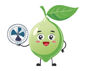 Playful Lime Character with Colorful Pinwheel - Vector Illustration