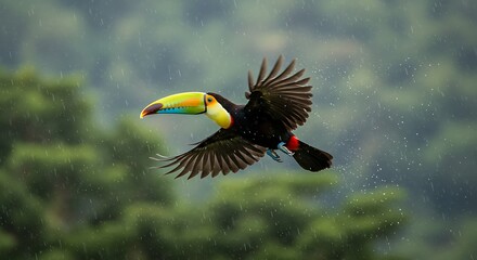 Keelbilled Toucan Flight
