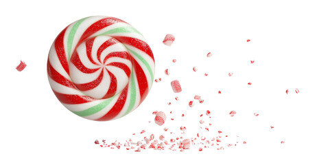 Festive peppermint swirl candy with crushed pieces