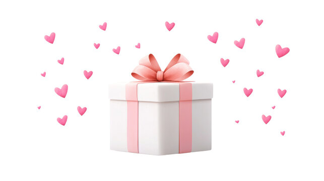 Gift box surrounded by pink hearts for special occasions