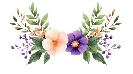 Watercolor icon of a floral brooch