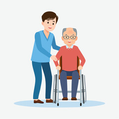 介護をするシンプルなベクター素材